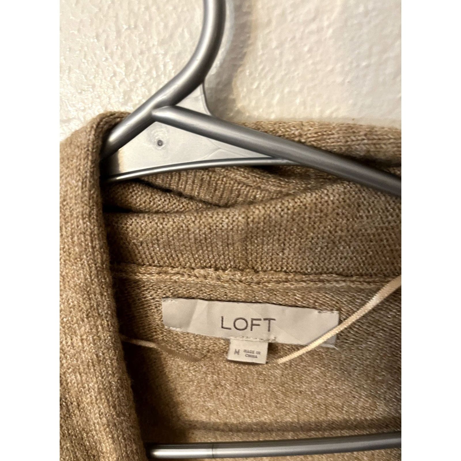 Ann Taylor LOFT Cardigan Sweater Brown Open Front Long Sleeve Size M Women Casual Knit Cotton Blend Pockets Size M / US 6-8 / IT 42-44 - 3 Thumbnail