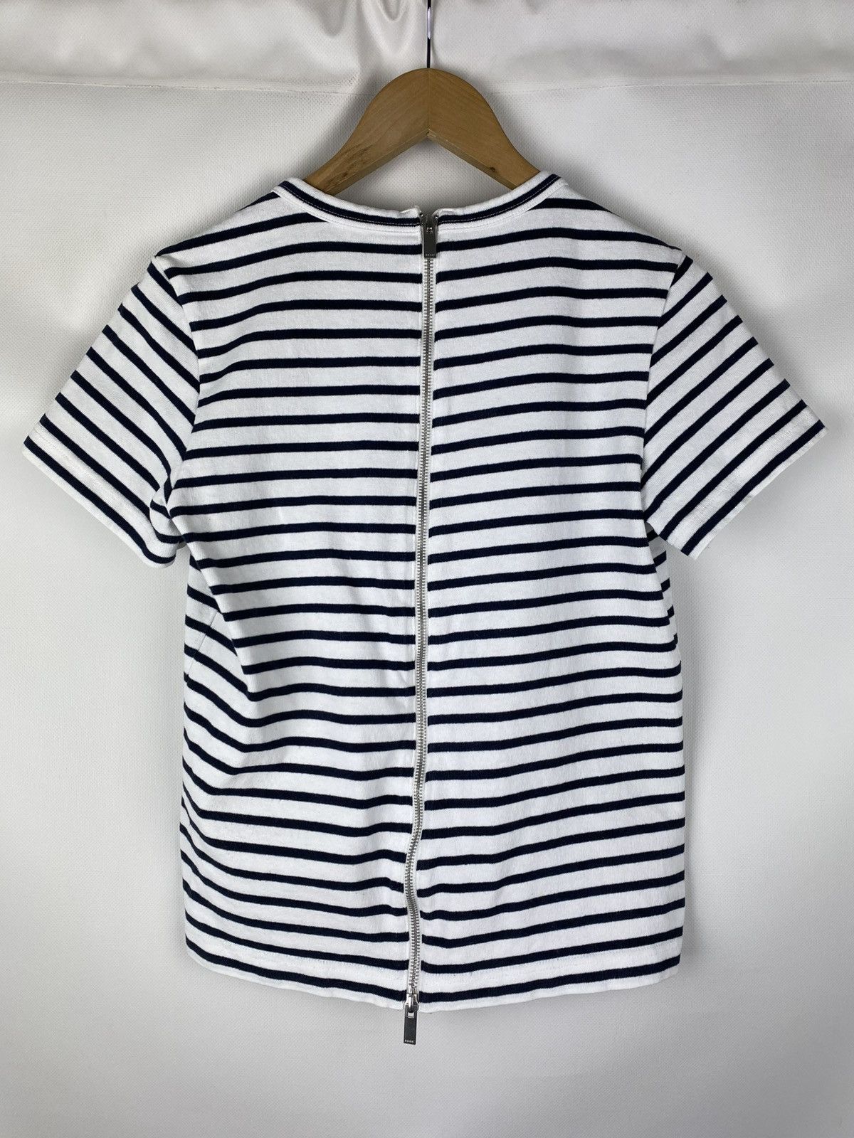 Japanese Brand × Sacai Sacai ladies striped back zip chest pocket t shirt size 3 Size L / US 10 / IT 46 - 12 Thumbnail