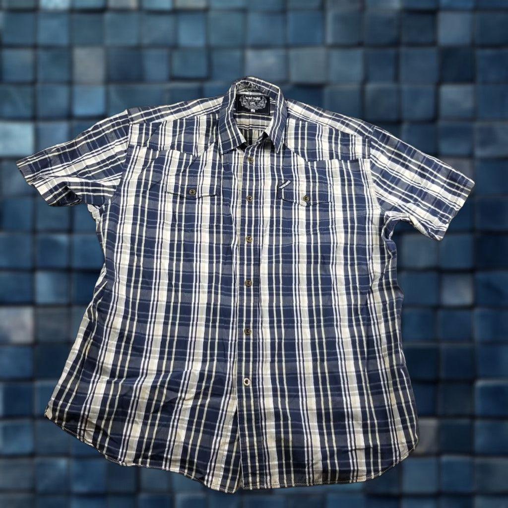 Ecko Unltd. VINTAGE Ecko Unltd. Men's Short Sleeve Plaid Shirt 3XL Blue Cotton Casual Size US XXL / EU 58 / 5 - 1 Thumbnail