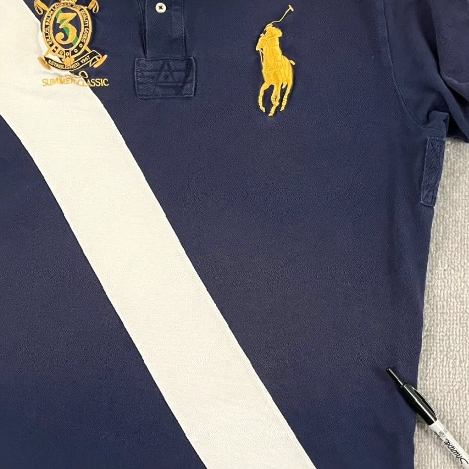 Polo Ralph Lauren VINTAGE Polo Ralph Lauren Rugby Shirt Mens XL Short Sleeve Collared Classic Logo Striped Blue White Summer Size US XL / EU 56 / 4 - 7 Thumbnail