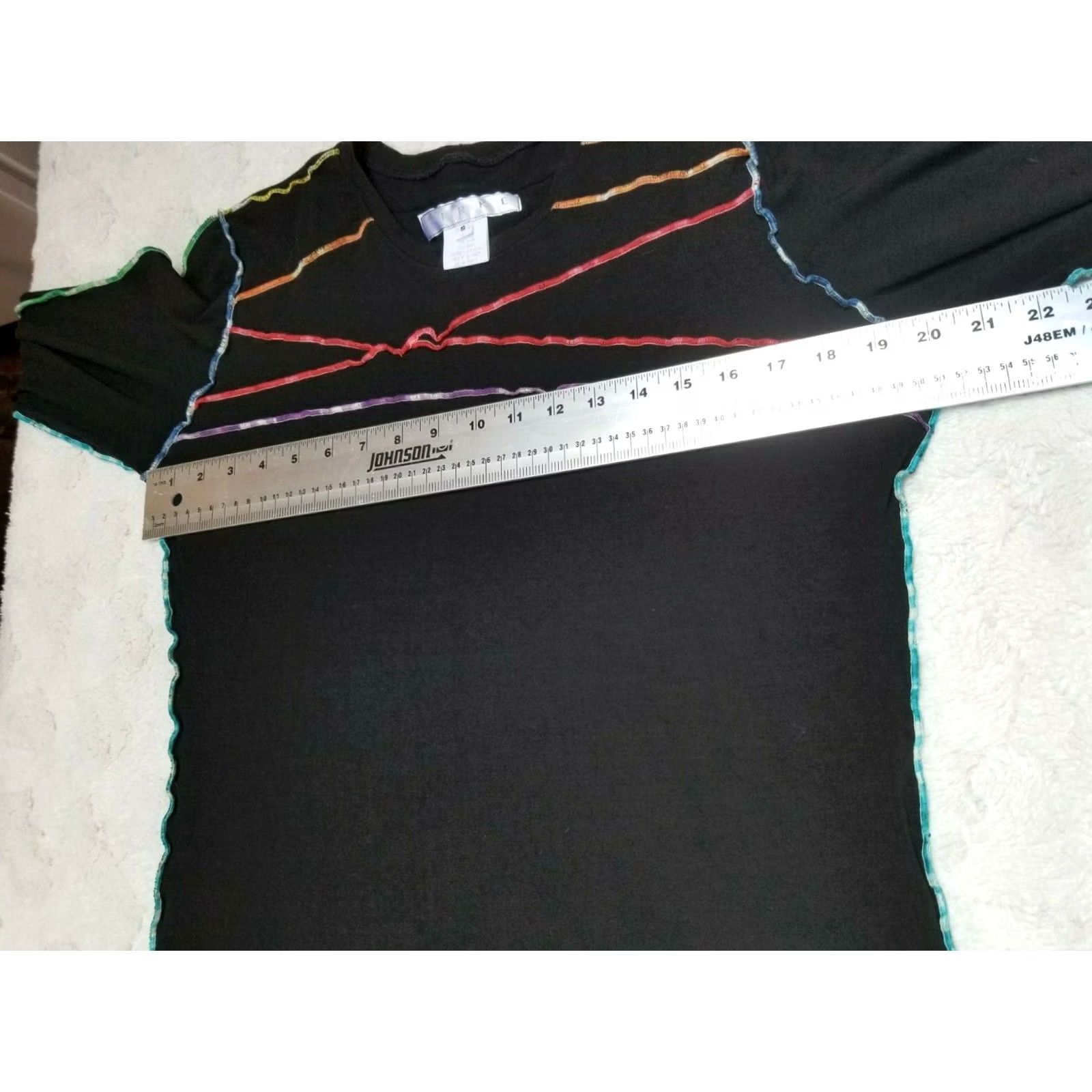 Vintage Kirke Womens Crew Neck Stretch Long Sleeve T-Shirt Top Small Black Size S / US 4 / IT 40 - 5 Thumbnail