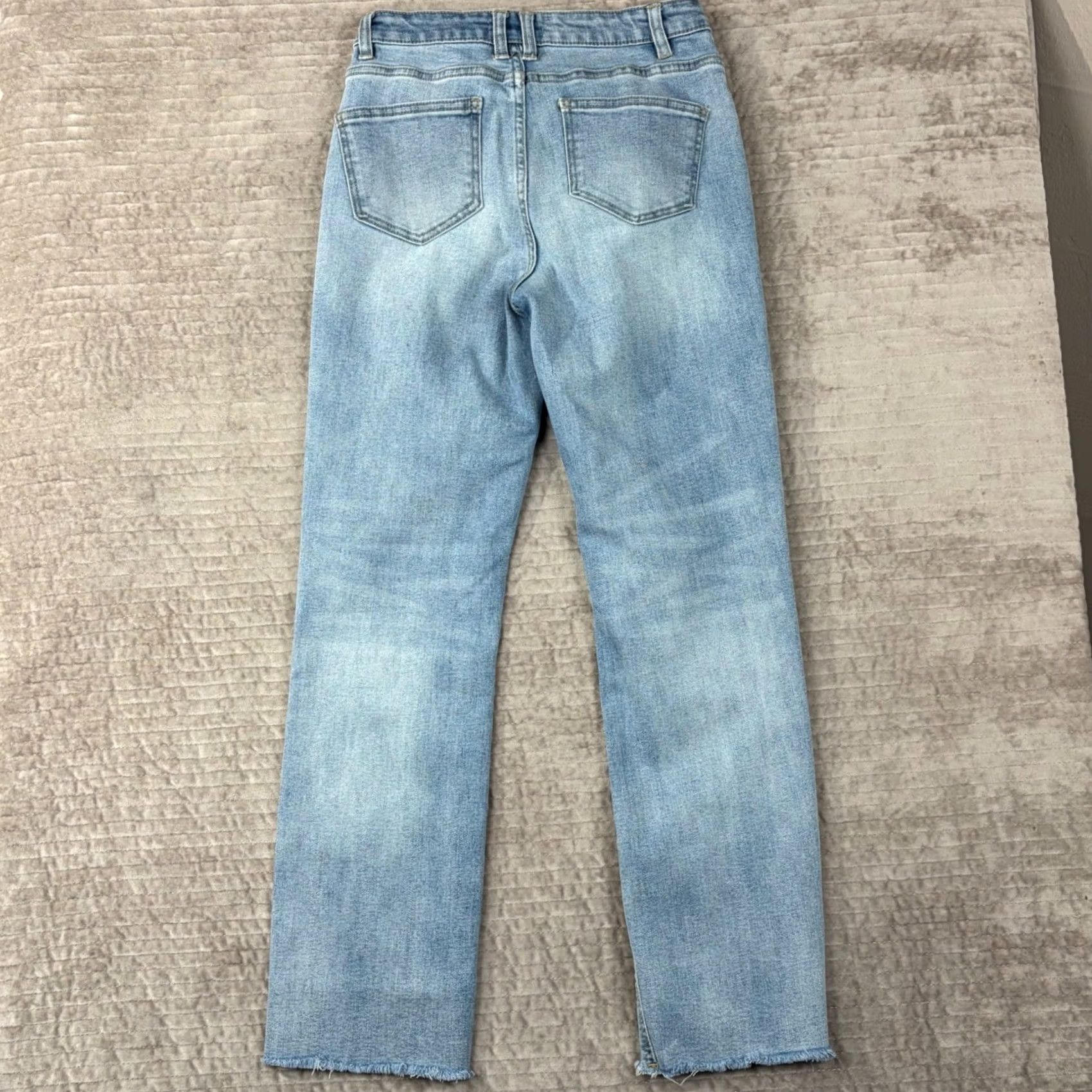 Vintage OAT New York High Rise Straight Leg Jeans Light Wash 25 Women 5-Pocket Stretch Denim Button Zip Adults Womens Size 42" / US 20 - 2 Thumbnail