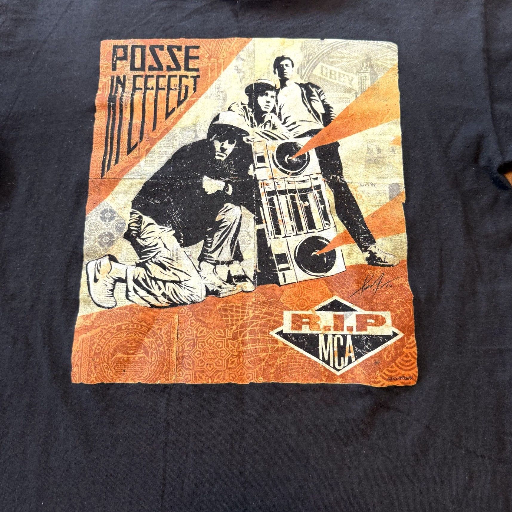 Obey VINTAGE Obey Beastie Boys Posse In Effect RIP MCA Medium Black T Shirt Rap Rock Logo Size US M / EU 48-50 / 2 - 2 Thumbnail