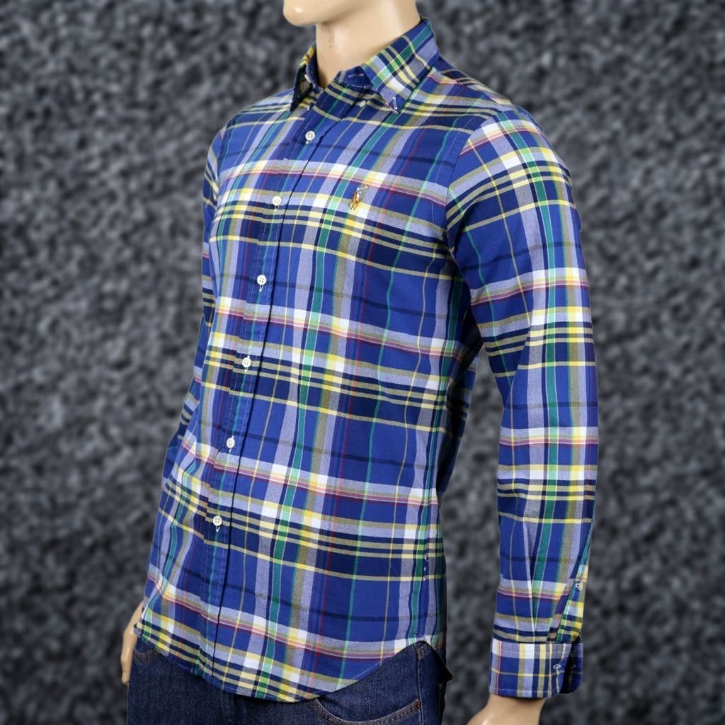 Ralph Lauren Ralph Lauren Dress Shirt Oxford Plaid Classic Multi-Color Green Blue Yellow NWT" Size 36R - 1 Preview