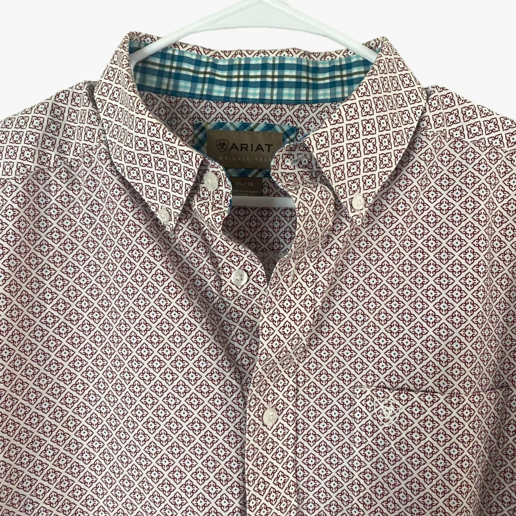 Ariat VINTAGE Ariat Western Button-Down Shirt Long Sleeve Geometric Contrasting Cuffs Mens XL Size US XL / EU 56 / 4 - 5 Thumbnail
