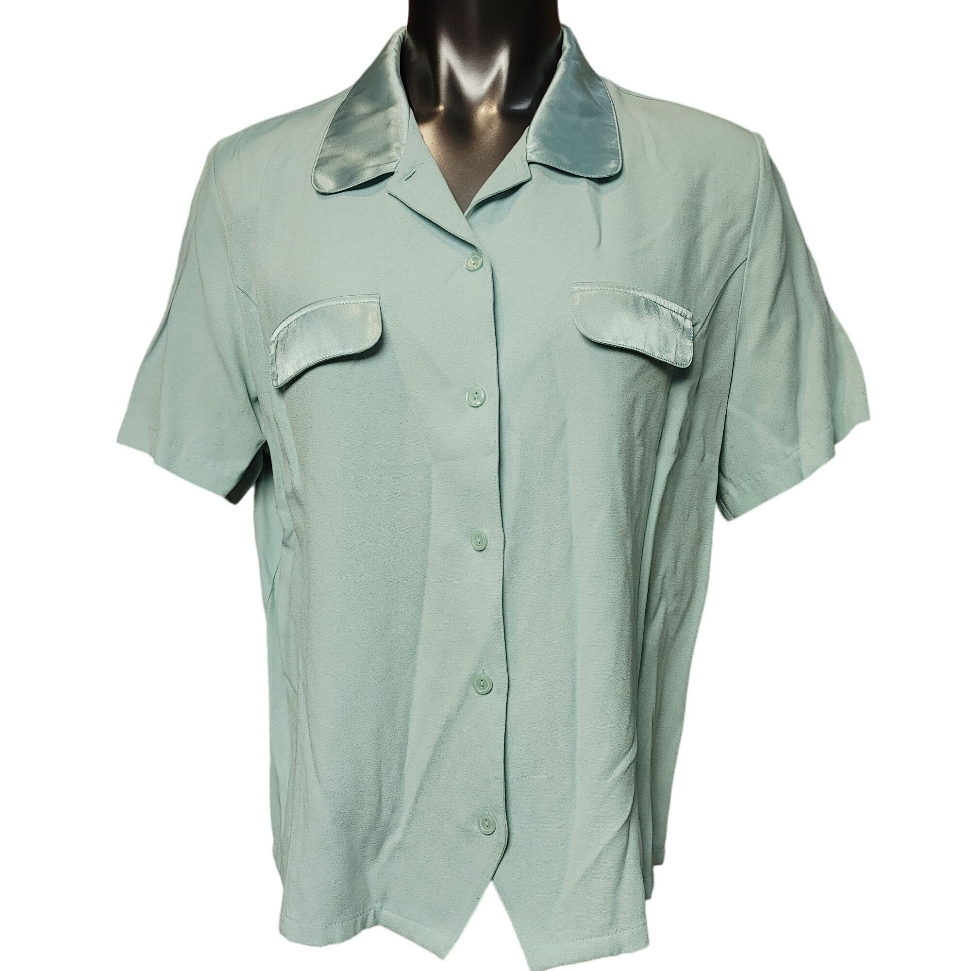 Croft & Barrow Croft & Barrow Women's Light Green Satin Short Sleeve Polo T Size XL / US 12-14 / IT 48-50 - 1 Thumbnail