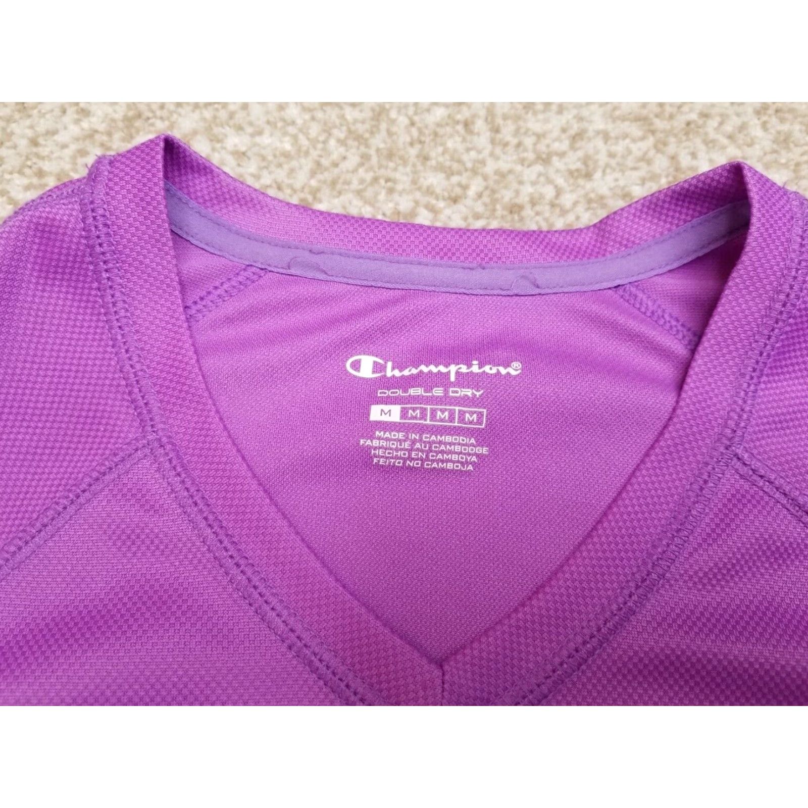 Champion Champion Double Dry Shirt Women Medium Purple Vneck Pullover Performance Stretch Size M / US 6-8 / IT 42-44 - 4 Thumbnail