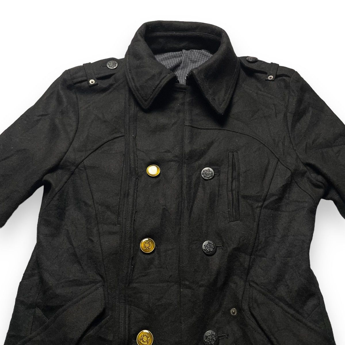 If Six Was Nine × Le Grande Bleu (L.G.B.) × PPFM 🇯🇵 VINTAGE PPFM WOOL PEA COAT PUNK GOTHIC JACKET Size US L / EU 52-54 / 3 - 9 Thumbnail