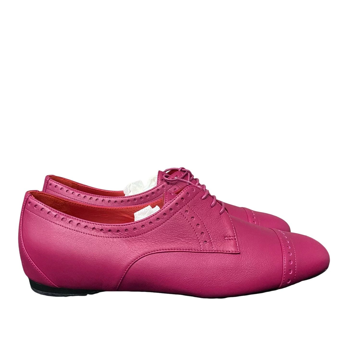 Hermes Hermes Pink Leather Lace-Up Flats Size 36.5 Size US 6.5 / IT 36.5 - 1 Thumbnail