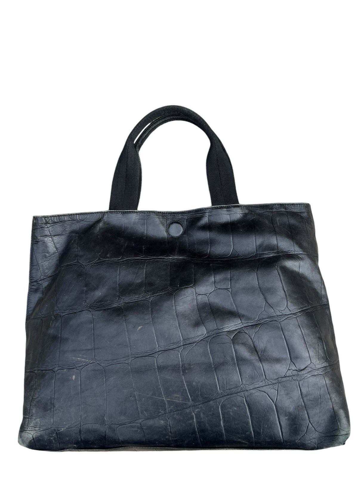 Leather Vintage PLINIO Visona Scratches Patina Croc Leather Tote Bag Size ONE SIZE - 8 Thumbnail