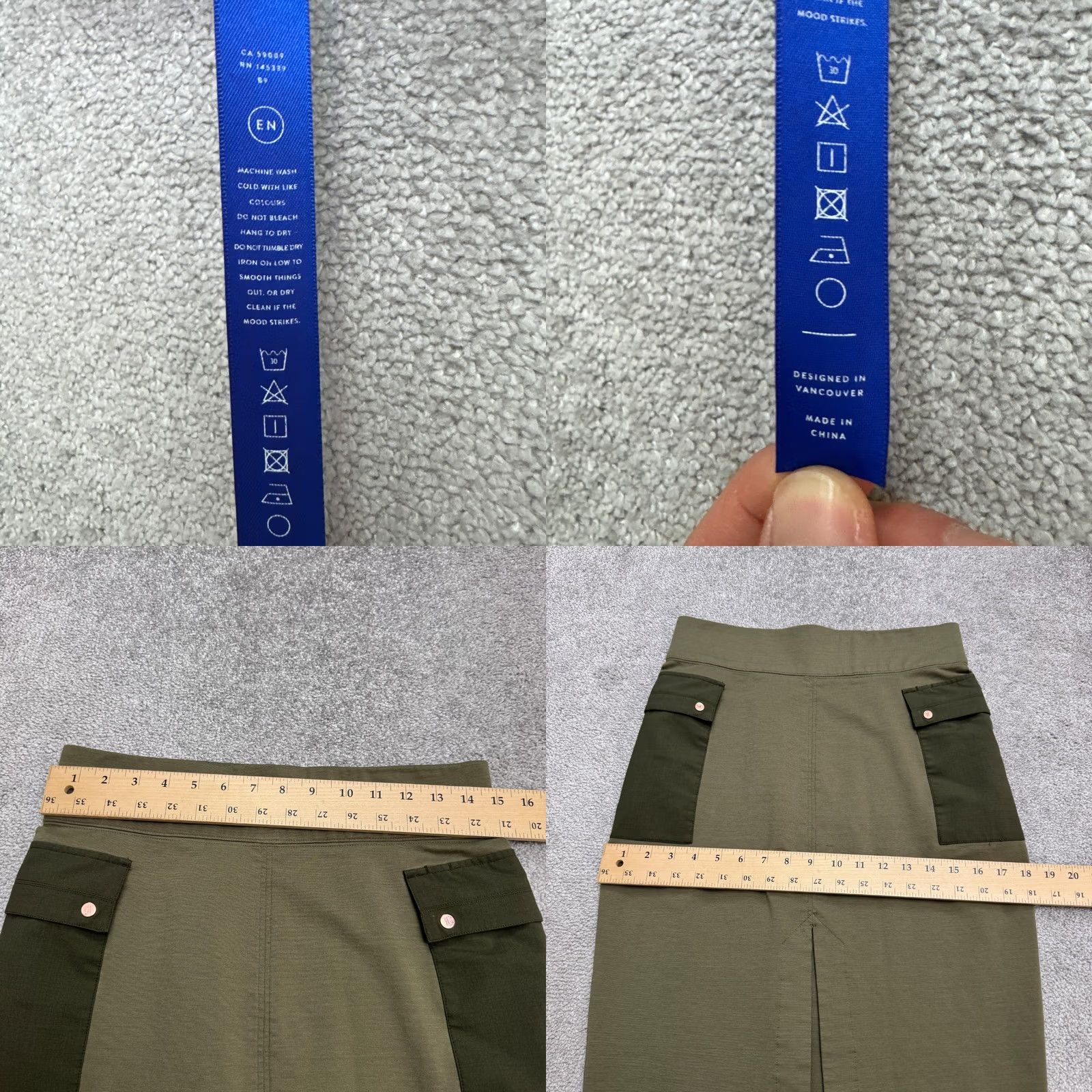 Olive Kit And Ace Skirt Womens 8 Olive Green Pencil Cashmere Silk Utility Tech Cargo Size 30" / US 8 / IT 44 - 9 Thumbnail