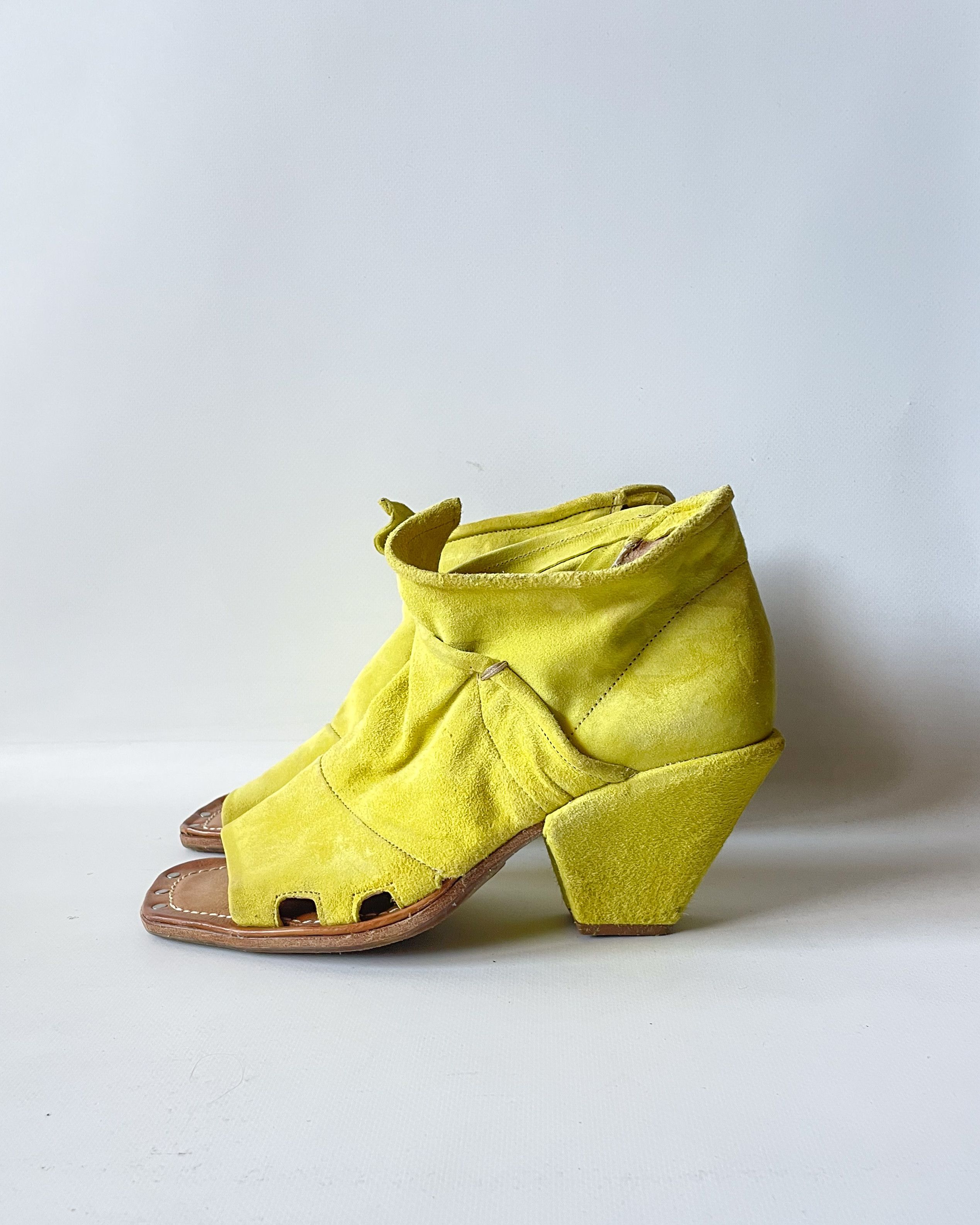 A.S.98 A.S.98 Yellow Suede Leather Sandals Size US 10 / IT 40 - 3 Thumbnail