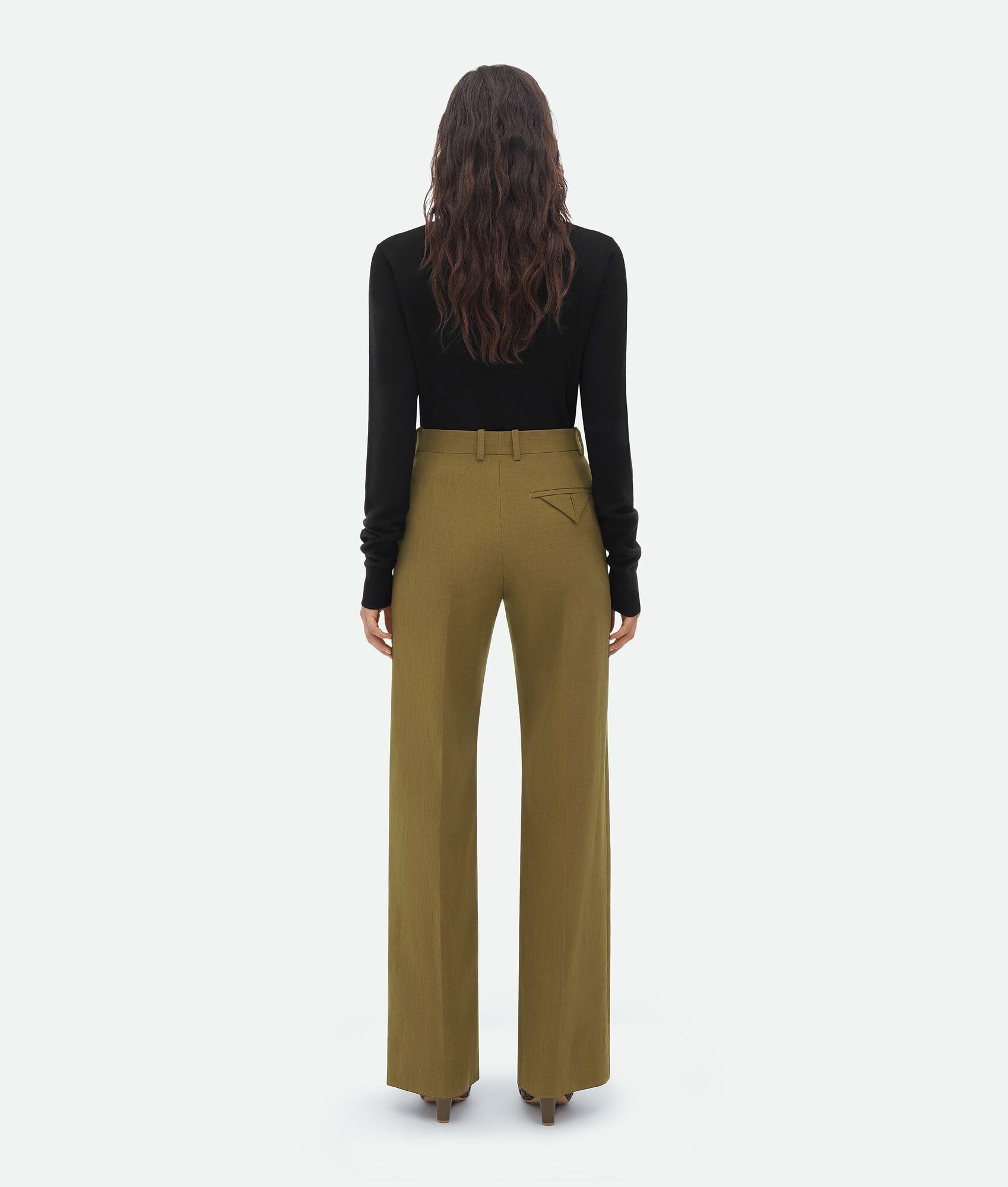 Bottega Veneta o1bcso1str0225 Straight Leg Textured Cotton Pant Olive Green Size 25" / US 0 / IT 36 - 3 Thumbnail