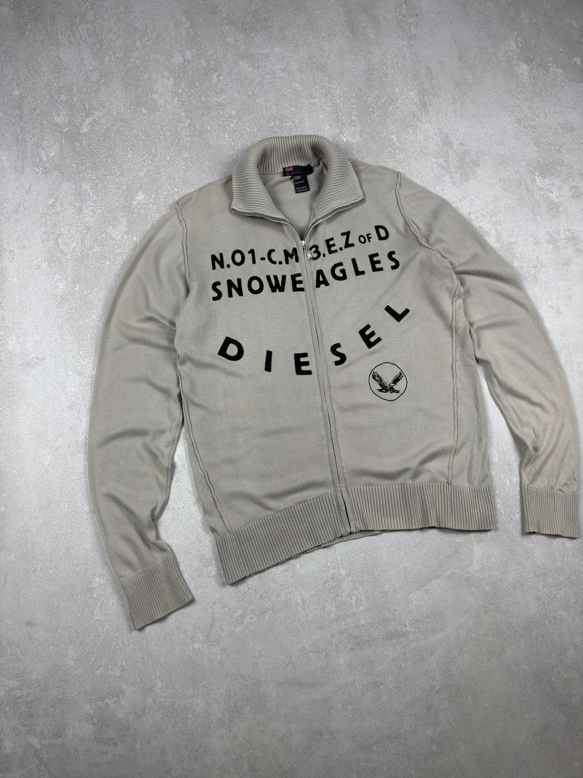 Diesel Vintage Diesel Snoweagles Light Zip Beige Sweater Y2K Size US L / EU 52-54 / 3 - 3 Thumbnail