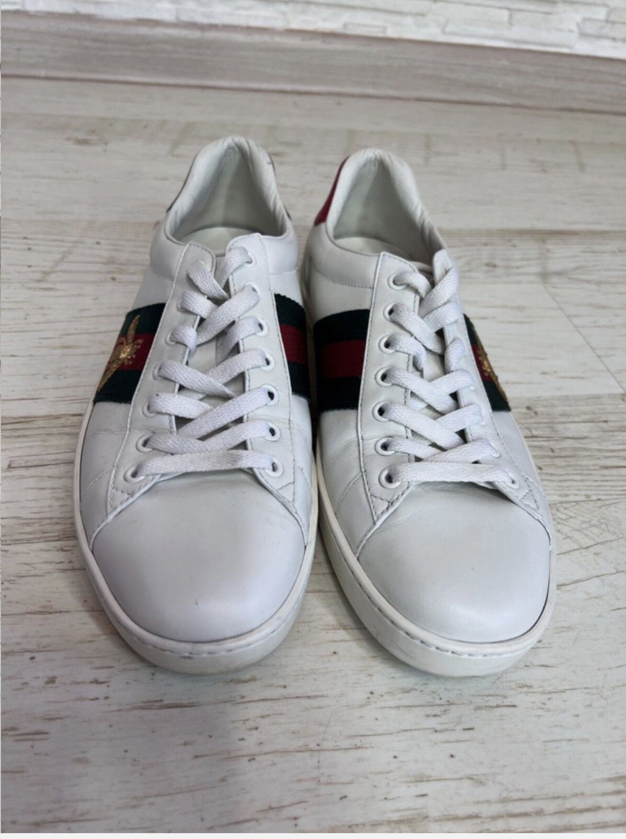 Gucci Gucci Ace Leather Sneakers Bee Embroidery Size 7.5 Designer Size US 8 / EU 41 - 3 Thumbnail