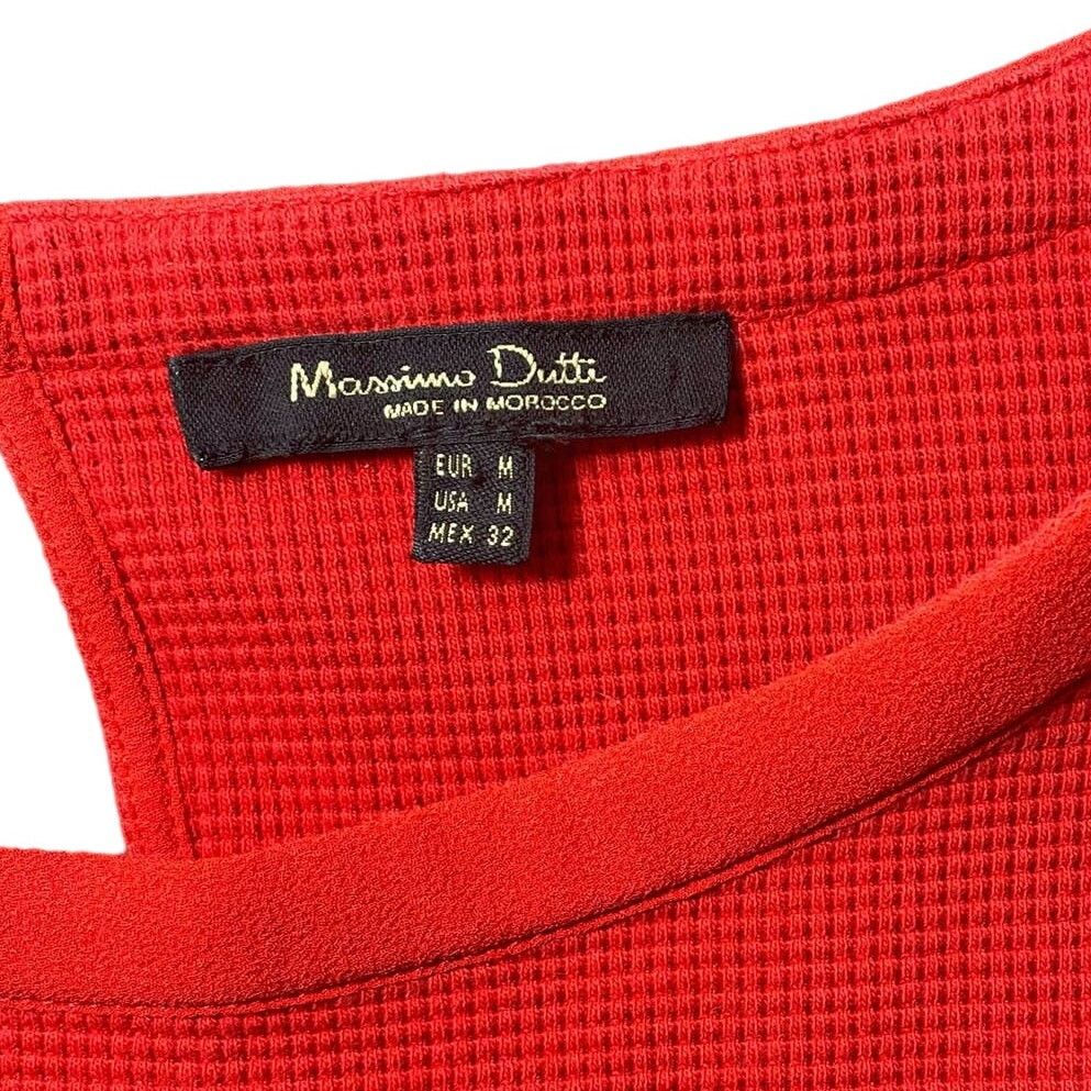 Massimo Dutti Massimo Dutti Midi Dress Waffle Knit Keyhole Orange Medium Size M / US 6-8 / IT 42-44 - 3 Thumbnail