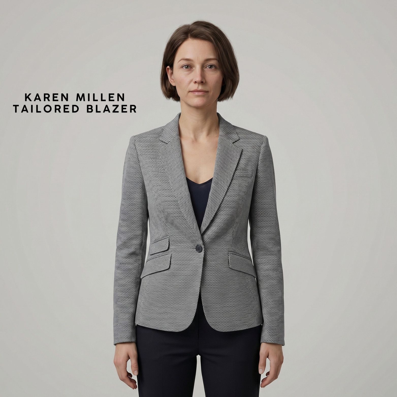Karen Millen Karen Millen Tailored Blazer | Geometric Pattern Grey Jacket Size S / US 4 / IT 40 - 1 Thumbnail