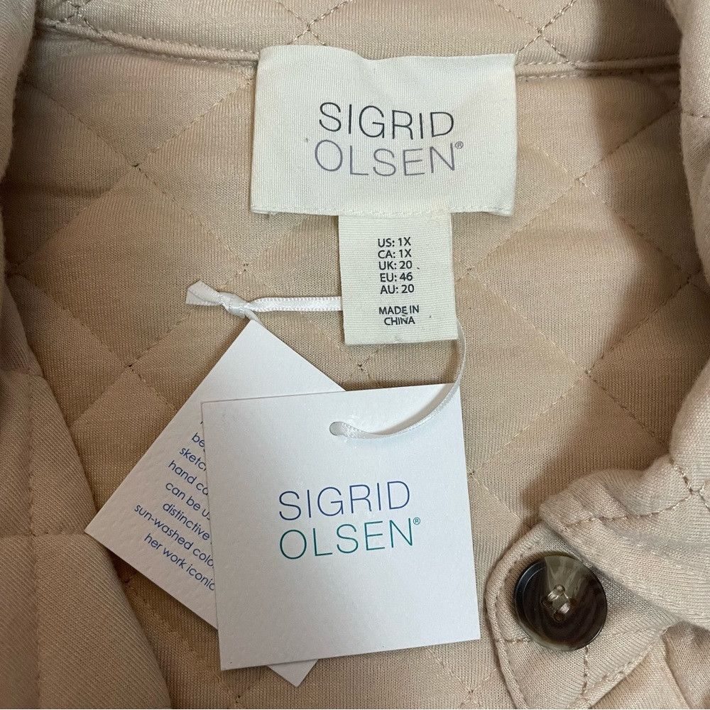 Other NWT New Sigrid Olsen Quilted Beige Shirt Jacket Size 1X Size XL / US 12-14 / IT 48-50 - 8 Thumbnail