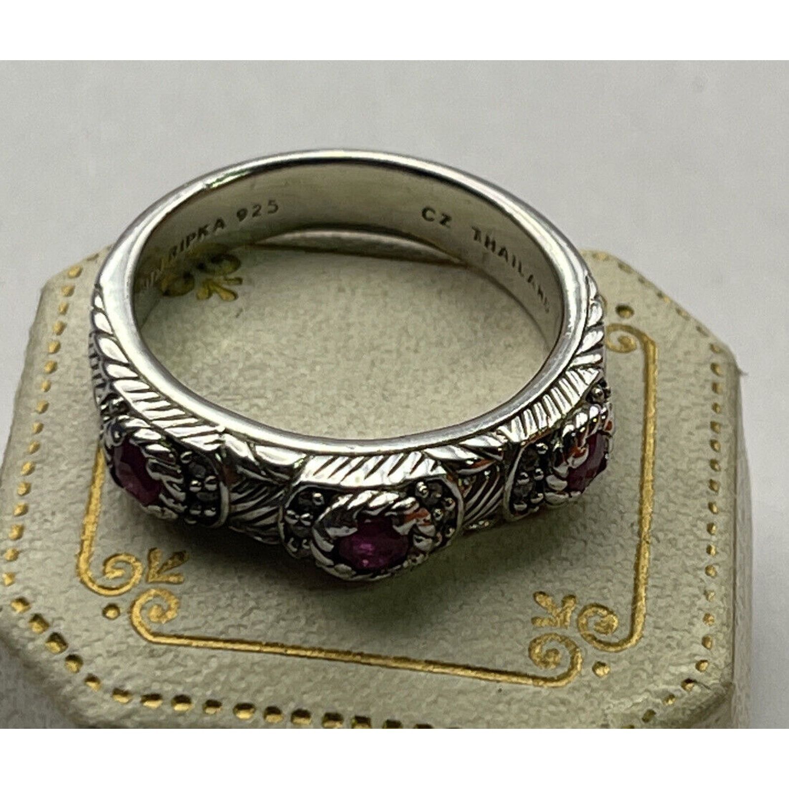 Vintage Judith Ripka Sterling Silver 925 Ruby Ring Band Size 9 Size ONE SIZE - 9 Thumbnail