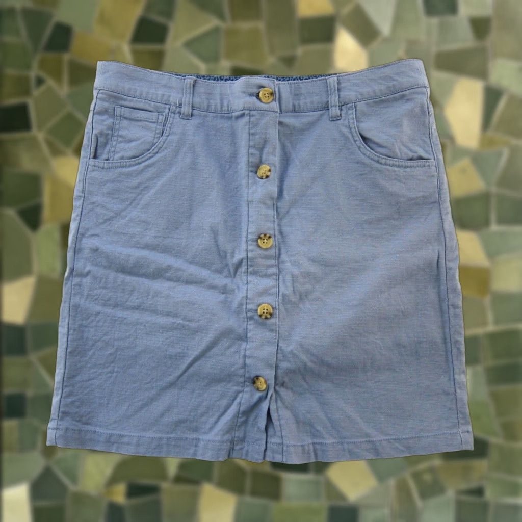 Vintage Intro Love The Fit Blue Cotton Stretch Button Pocket Skirt Skort Women 10 Size 32" / US 10 / IT 46 - 1 Thumbnail