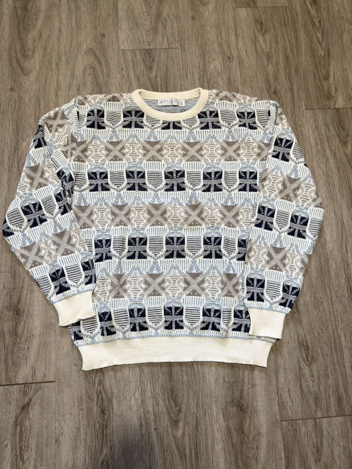 Jantzen Vintage 90s knit monogram pattern Jantzen baggy sweater Size US XXL / EU 58 / 5 - 1 Thumbnail