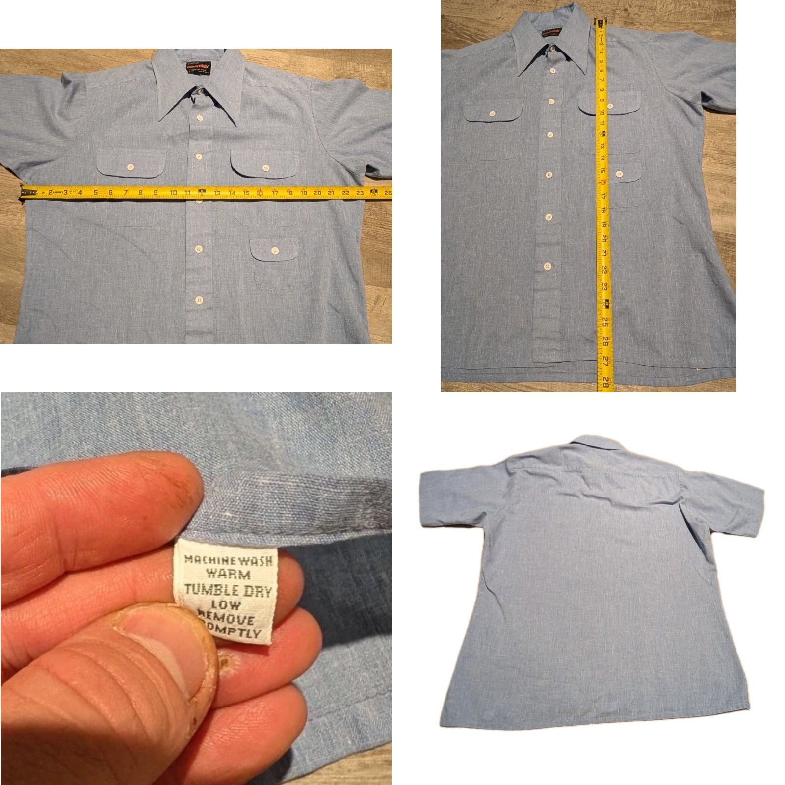 Vintage VINTAGE Focus Career Club Button-Up Shirt Mens Dagger Collar Blue 70s Disco Retro 46in Chest Large Short Sleeve USA Made Mens Size US L / EU 52-54 / 3 - 8 Thumbnail