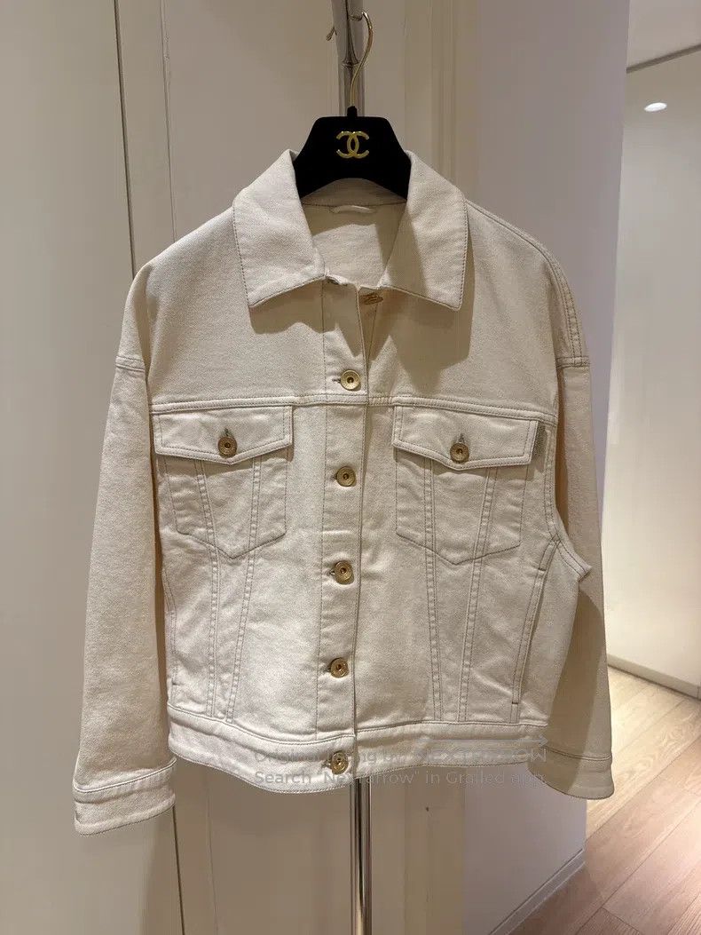 Brunello Cucinelli Brunello Cucinelli White gold button denim jacket Size XXS / US 00 / IT 34 - 1 Thumbnail