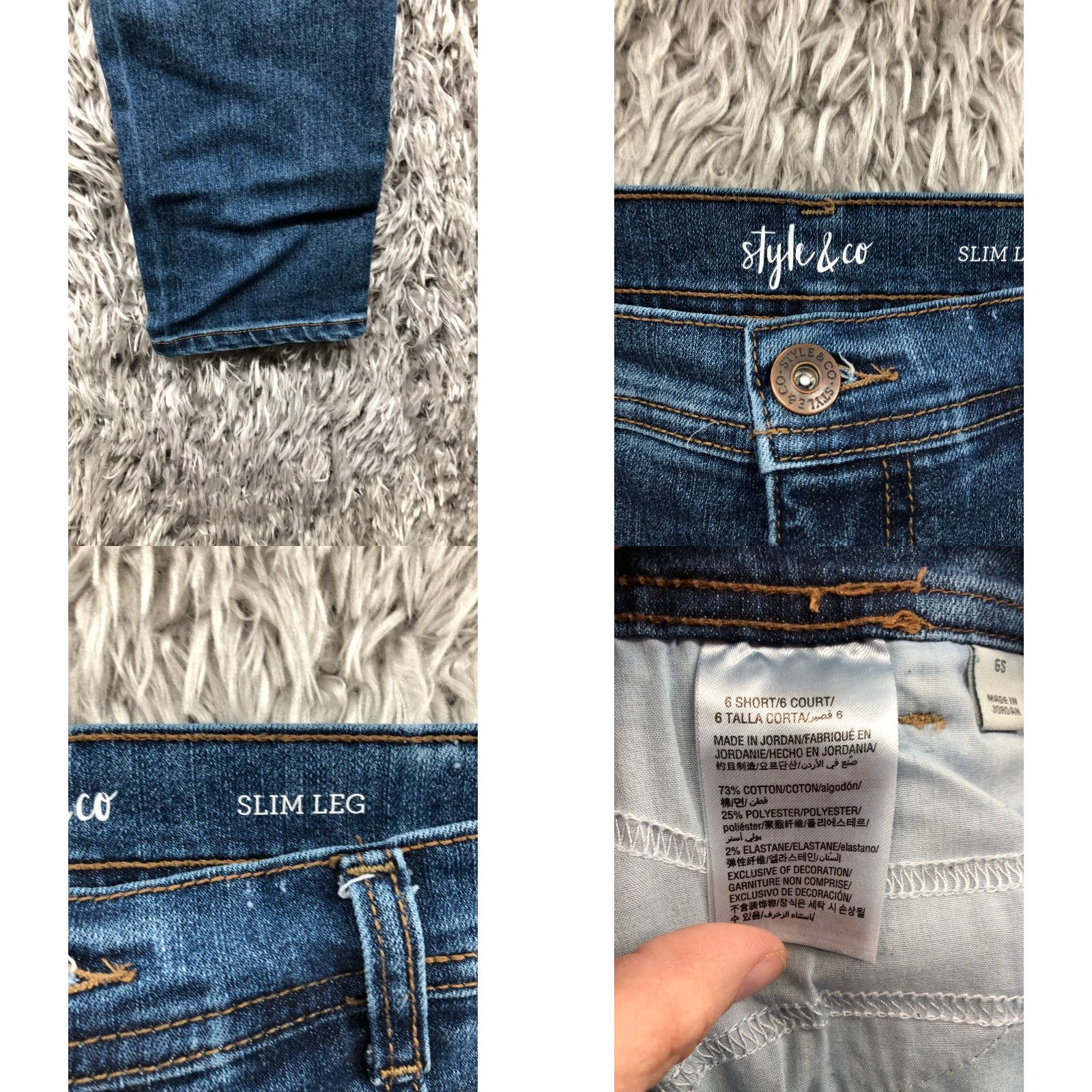 Vintage Style & Co Jeans Skinny Womens 6 Regular Denim Blue Dark Wash Slim 28in Inseam 27in Mid Rise Belt Loops 5-Pocket Button Zipper Size 28" / US 6 / IT 42 - 8 Thumbnail