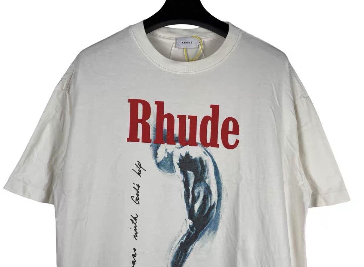 Rhude Rhude God Help Me Vintage White Print T-Shirt J31 Size US L / EU 52-54 / 3 - 3 Thumbnail