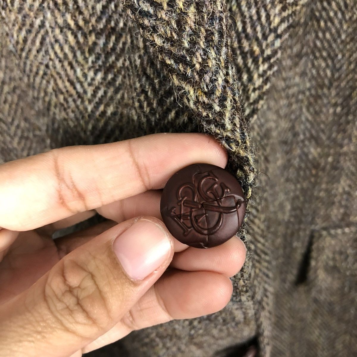 Harris Tweed 🔥VINTAGE WOOL HERRINGBONE JACKET HARRIS TWEED DOUBLE BREAST Size US M / EU 48-50 / 2 - 18 Thumbnail