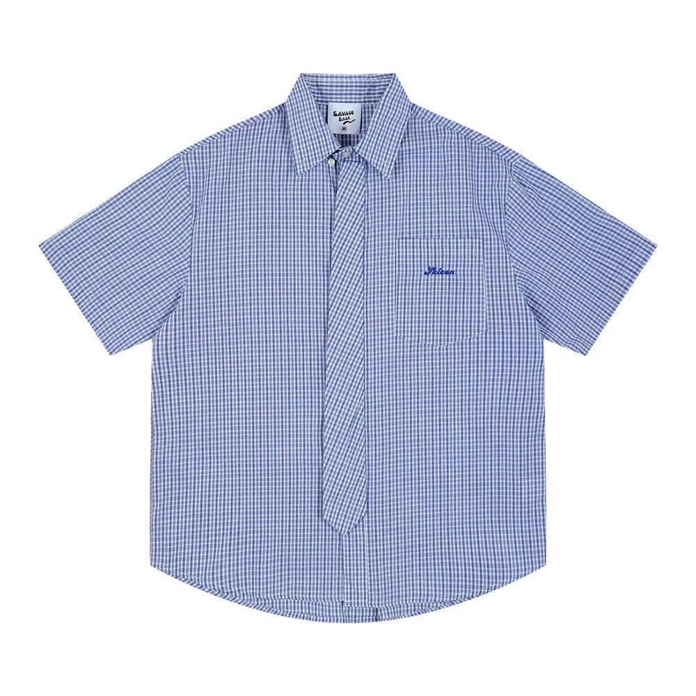 Japanese Brand × Vintage Retro men's loose casual lapel plaid shirt tie y2k Size US M / EU 48-50 / 2 - 1 Thumbnail
