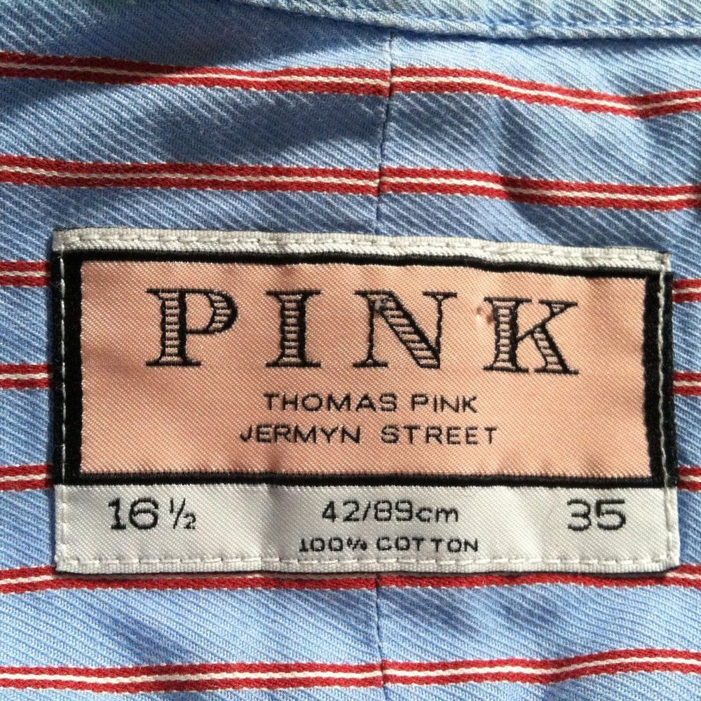 Thomas Pink THOMAS PINK MENS BLUE COTTON DRESS SHIRT SIZE: 16.5/35 Size US L / EU 52-54 / 3 - 6 Thumbnail