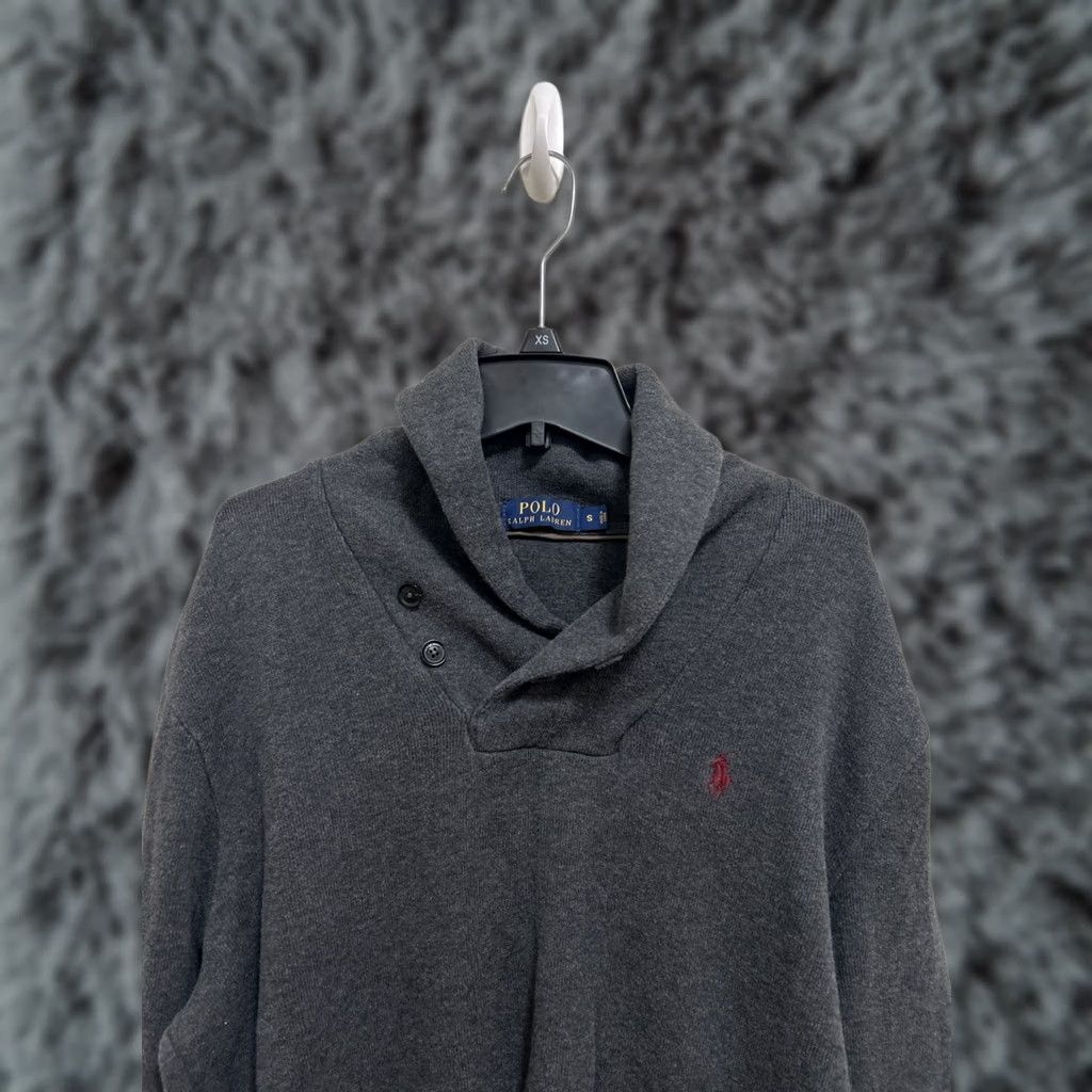 Polo Ralph Lauren Polo Ralph Lauren Sweater Mens S Gray Shawl Collar Leather Elbow Patch Logo Embroidered Knit Long Sleeve Pullover Cardigan Size US S / EU 44-46 / 1 - 1 Thumbnail