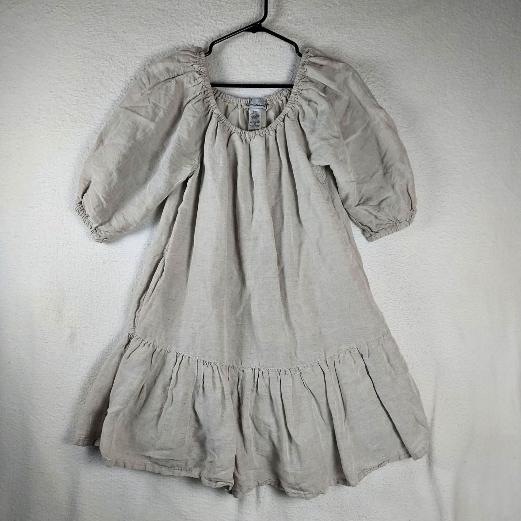 Tommy Bahama Tommy Bahama Women’s S Linen Blend Puff Sleeve Tiered Midi Dress Beige Size S / US 4 / IT 40 - 2 Thumbnail