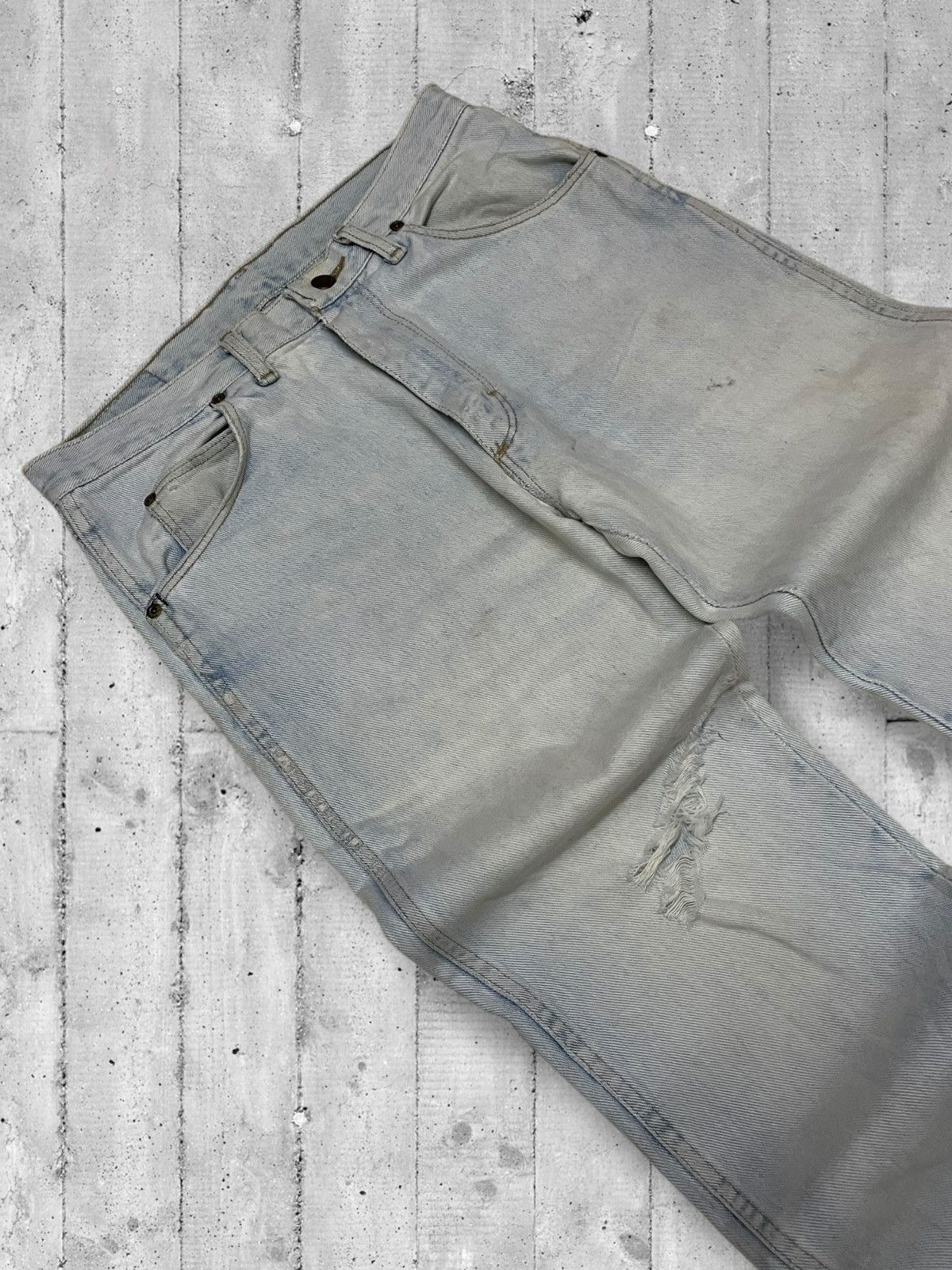 Designer × Vintage × Wrangler Vintage 1990s Designer Wrangler Blue Wash Distressed Denim Size US 30 / EU 46 - 7 Thumbnail