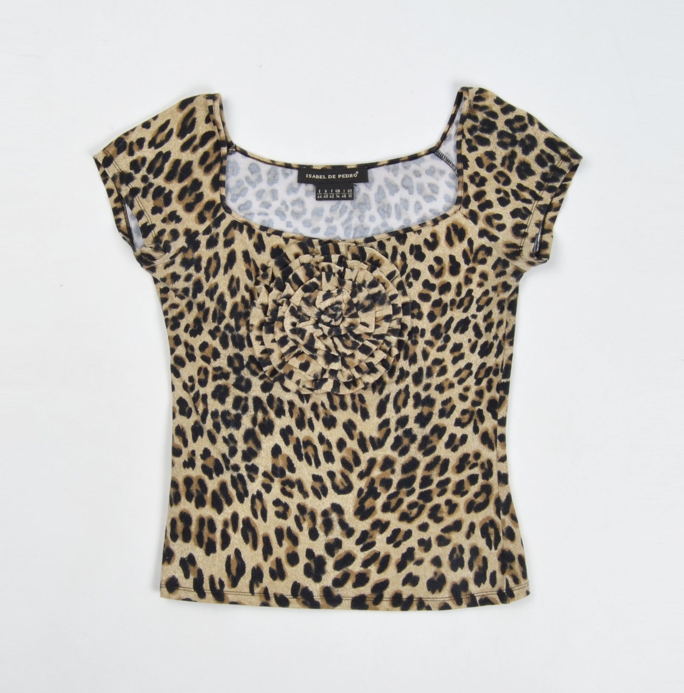Vintage Vintage Isabel De Pedro Y2K Mob Wife Leopard Ruffle Top Size L / US 10 / IT 46 - 1 Thumbnail