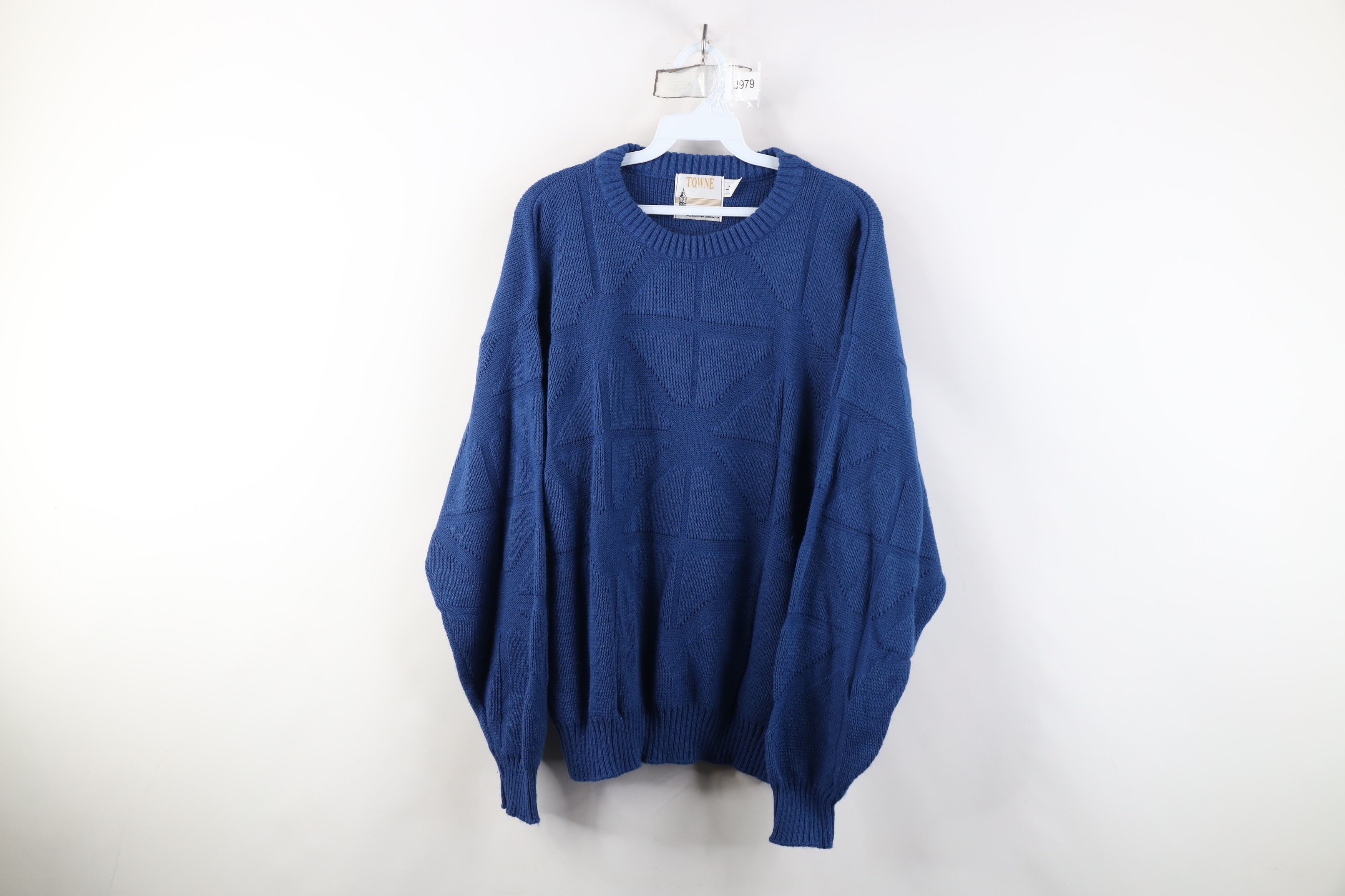 Vintage 90s Streetwear Ribbed Knit Sweater Blue USA