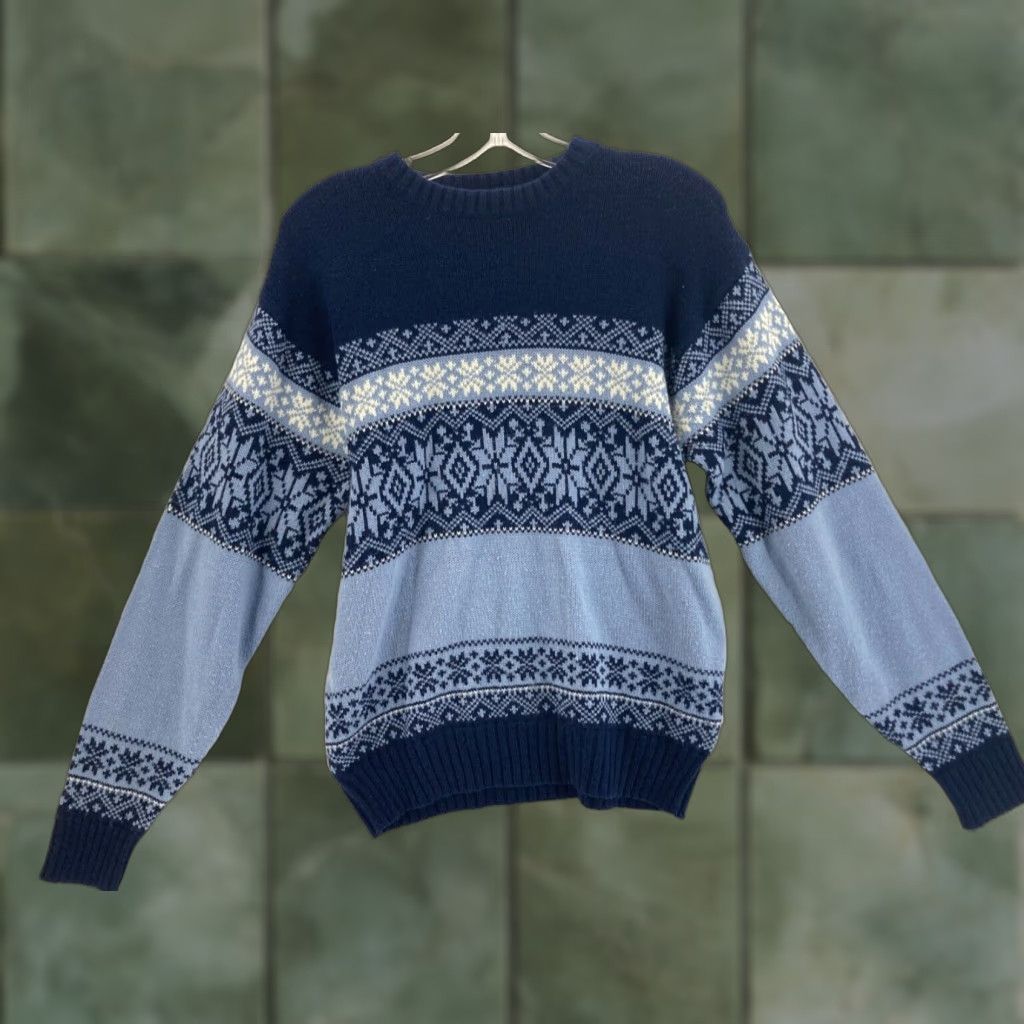 Vintage Mac Eye Blue Christmas Sweater Womens Large Pullover Size L / US 10 / IT 46 - 1 Thumbnail
