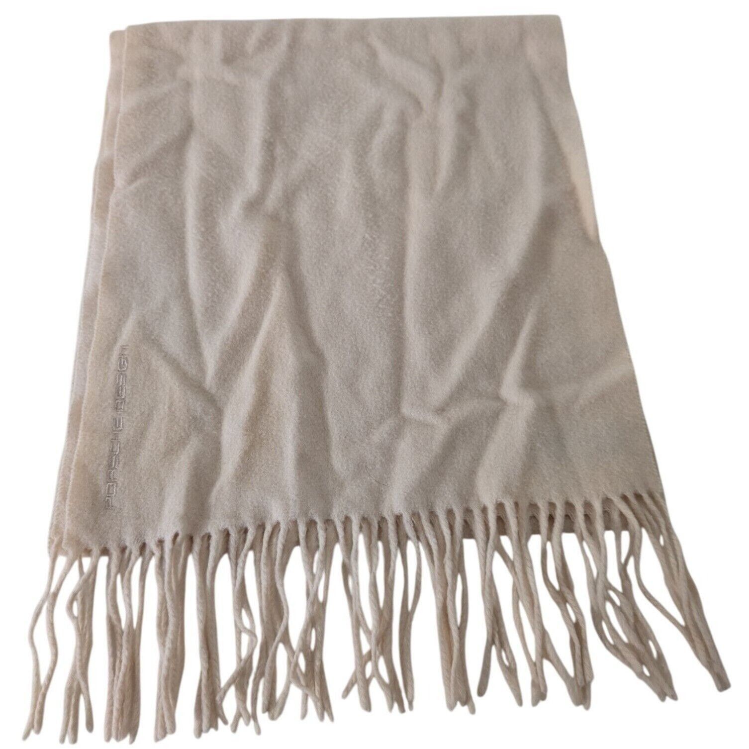 Designer Porsche Design Scarf Wool Fringe Ivory Winter Rectangle Made Size ONE SIZE - 3 Thumbnail