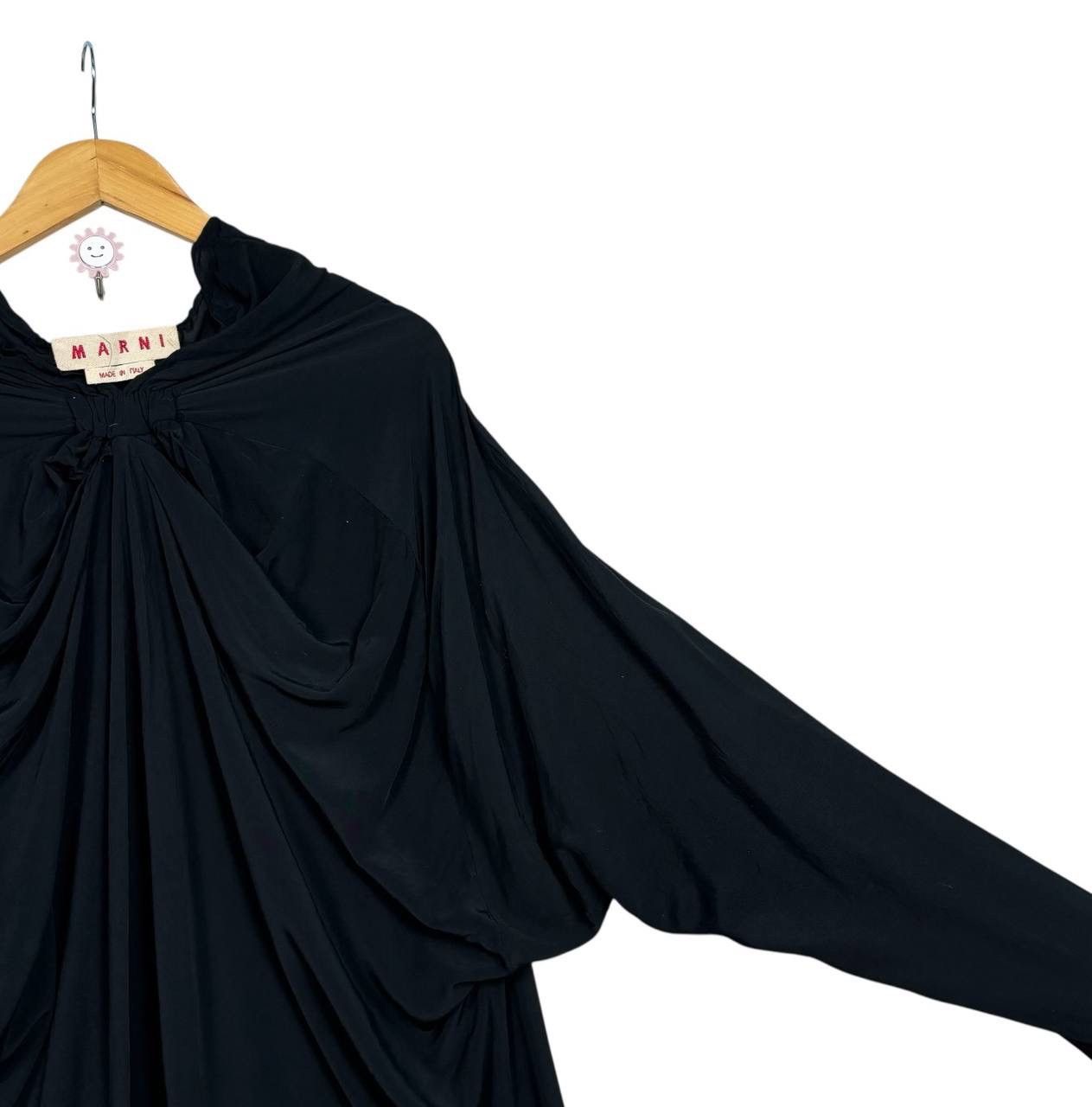 Marni Marni Black Draped Viscose Mini Dress, IT 44, 2010s Vintage Size M / US 6-8 / IT 42-44 - 7 Thumbnail
