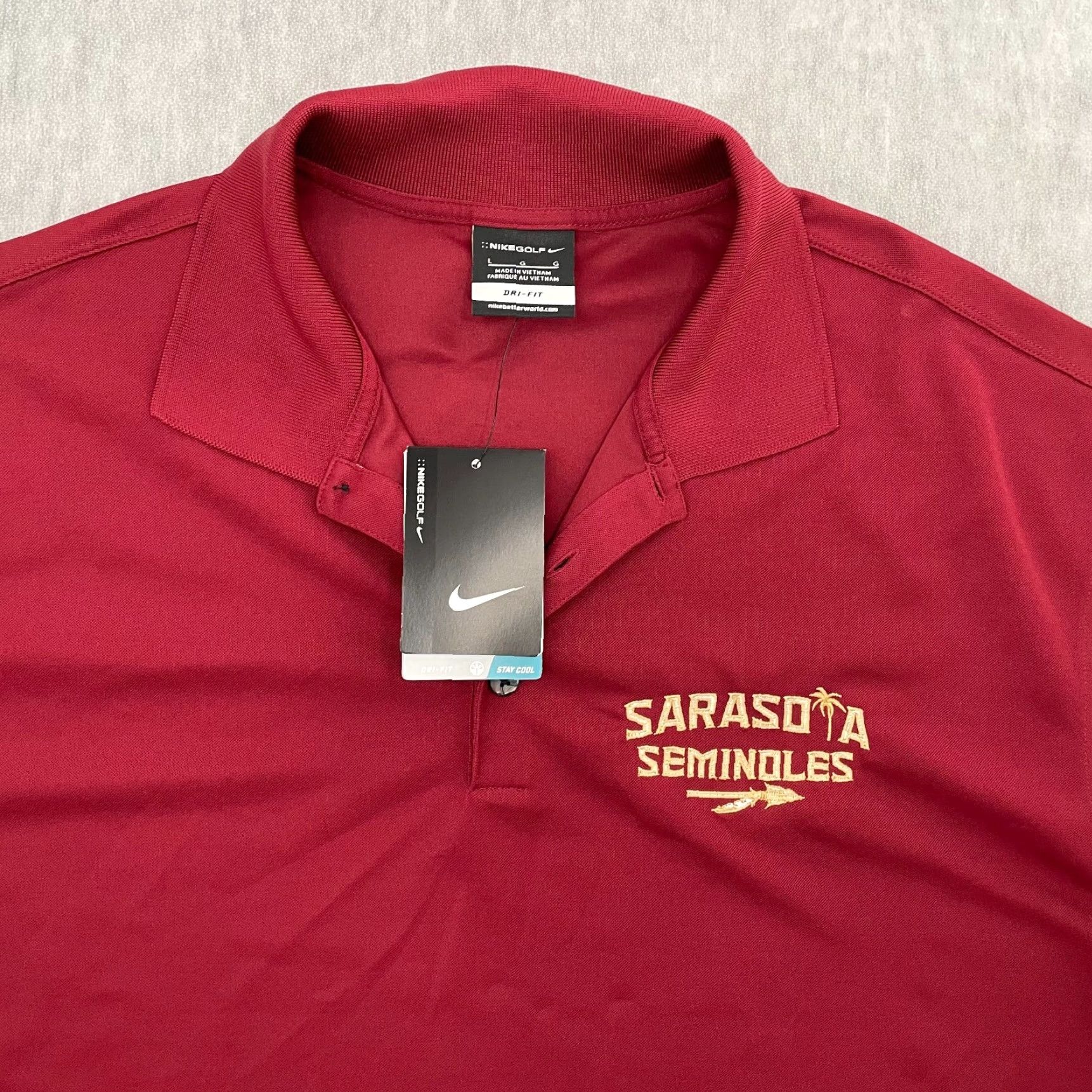 Nike Nike Golf Shirt Adult Large Red Polo Dri Fit Seminoles Sarasota Florida Mens NEW Size US L / EU 52-54 / 3 - 3 Thumbnail