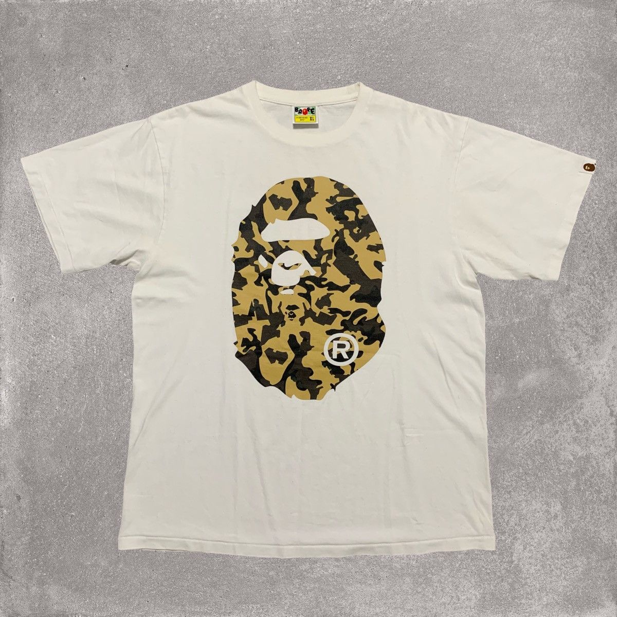 Bape Bape XL Big Ape Head Green Camo White Tee Grailed