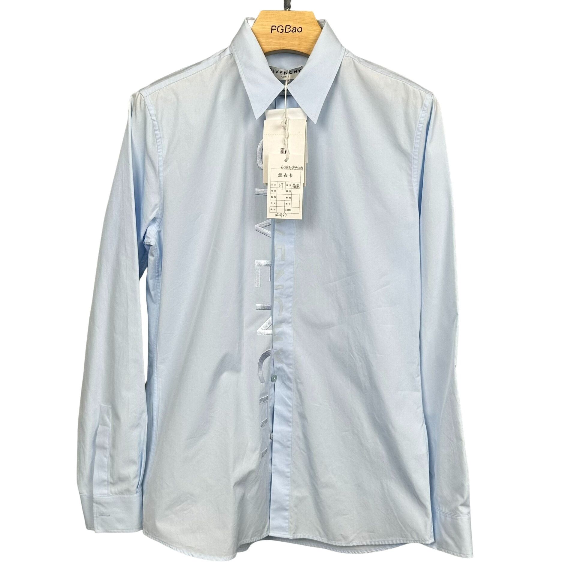 Givenchy Givenchy Embroidered Logo Light Blue Shirt Size US M Size US M / EU 48-50 / 2 - 1 Thumbnail