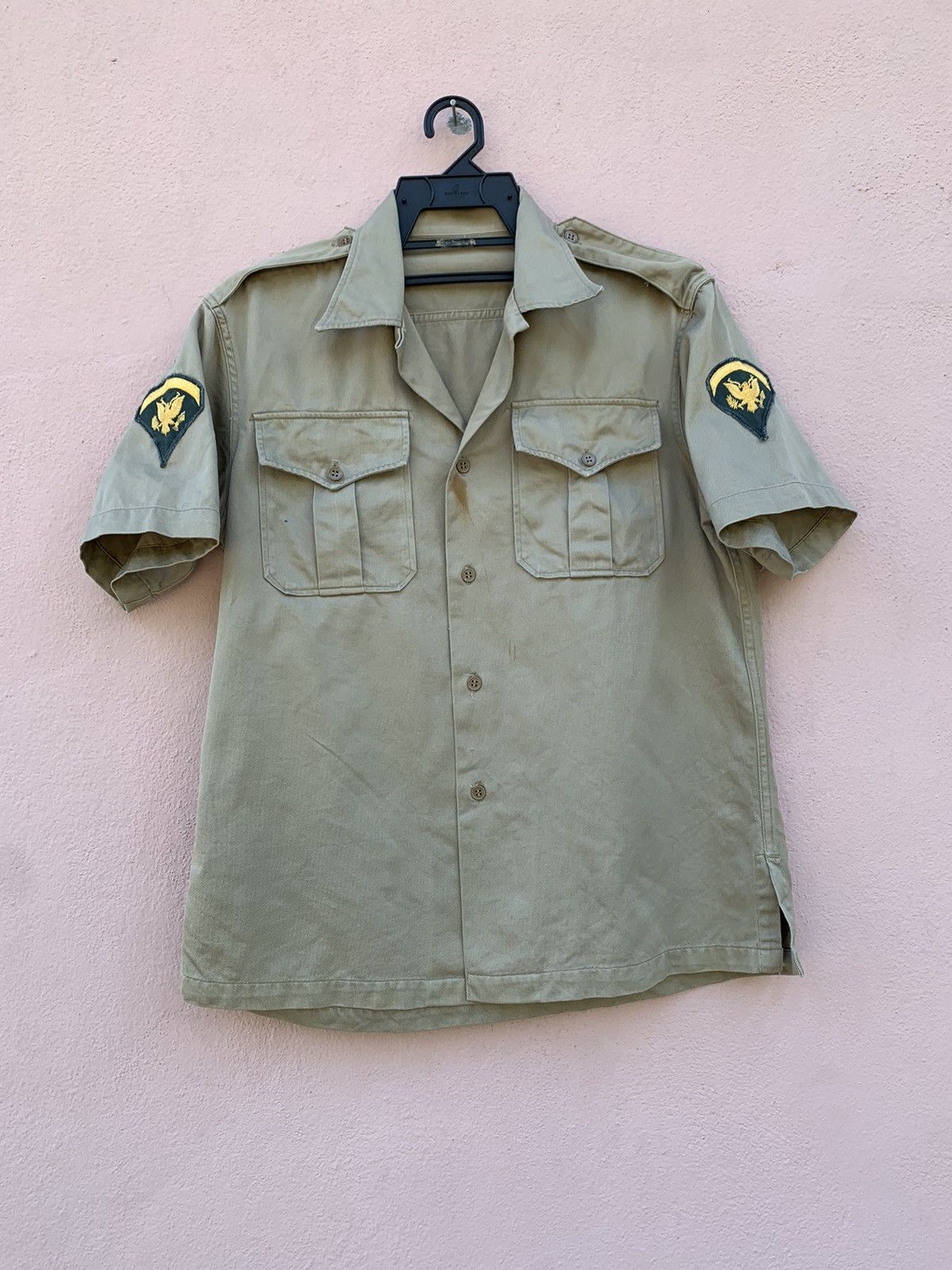 Vintage VINTAGE KHAKI ARMY SHIRT 50s Size US M / EU 48-50 / 2 - 1 Thumbnail