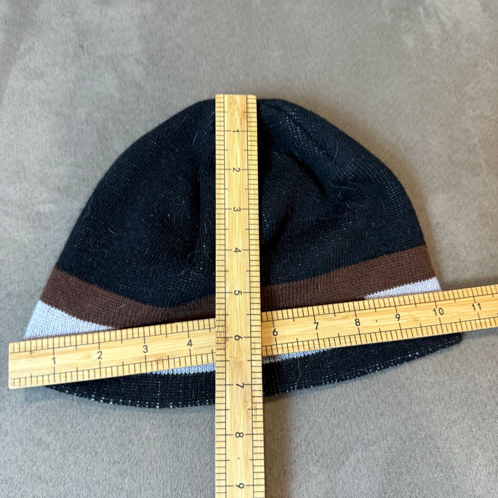 Other Knit Beanie Black Brown White Stripe Men's Skater Snowboard Size ONE SIZE - 4 Thumbnail