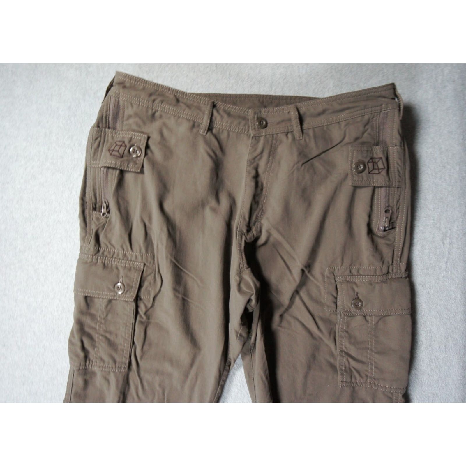 Vintage Clothing Arts Pants Mens 34x30 Brown Cargo Pockets 5-Pocket Design Travel Pick Pocket Proof Cargo Pants Mens Brown Size US 34 / EU 50 - 2 Thumbnail