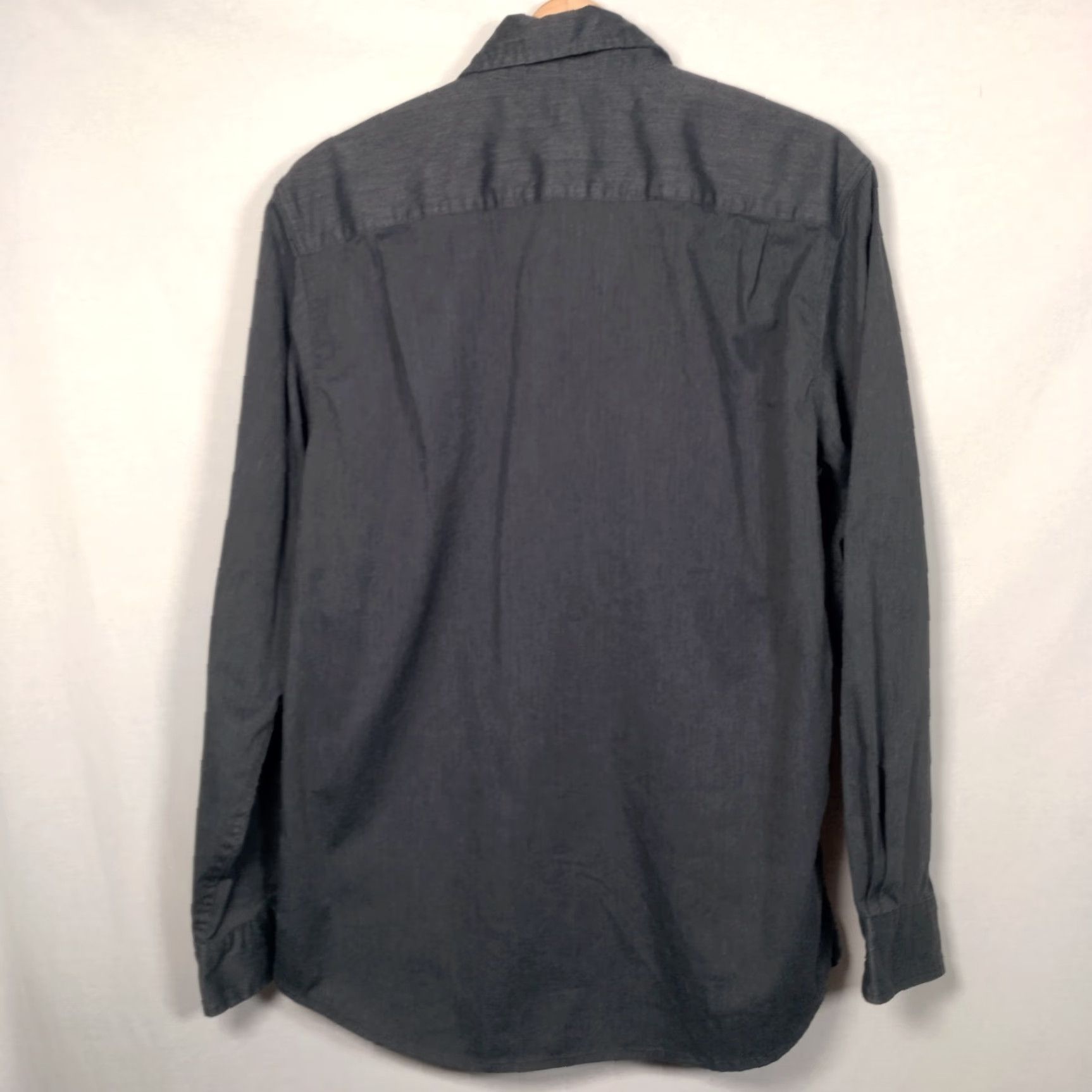 Wrangler Wrangler Shirt Men M Dark Gray Woven Stretch Long Sleeve Button-Up, Casual, Workwear, Size US M / EU 48-50 / 2 - 2 Thumbnail
