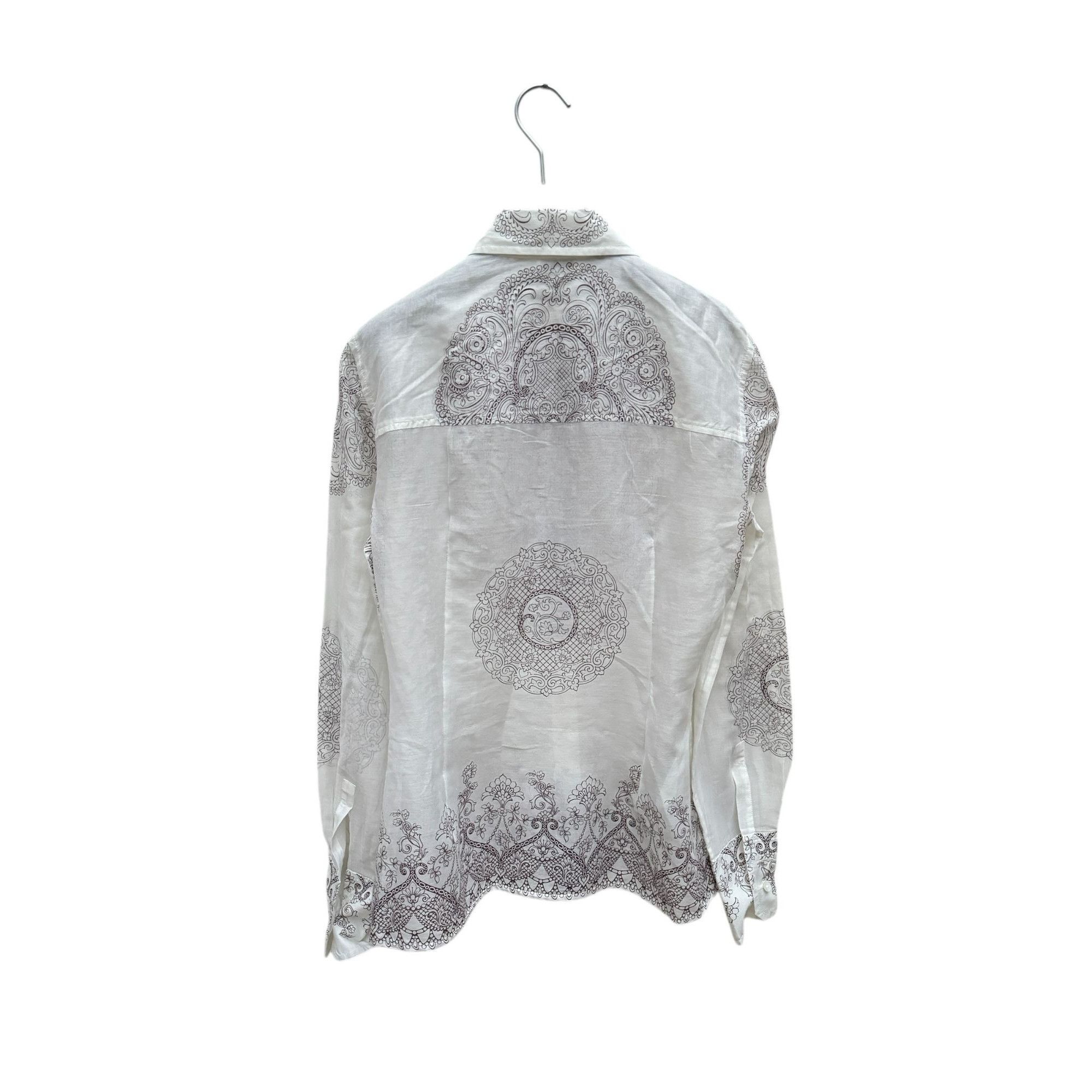 Miu Miu White Sheer Cotton Paisley Shirt Size M / US 6-8 / IT 42-44 - 4 Thumbnail