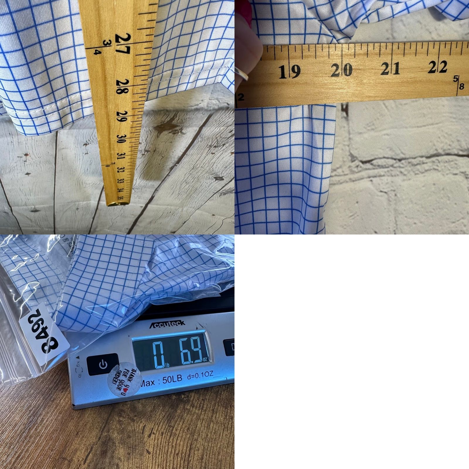 CO Collars & Co Mens Dress Collar Polo Shirt Blue White Windowpane Check Small NWT Size 36R - 8 Thumbnail