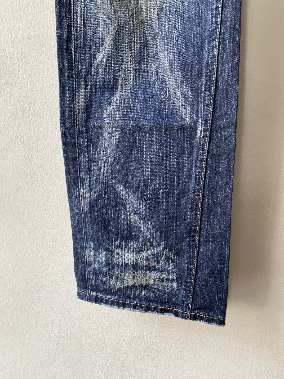 Edwin Japanese Brand Edwin 503 Blue Trip Distressed Denim Size US 31 - 5 Thumbnail